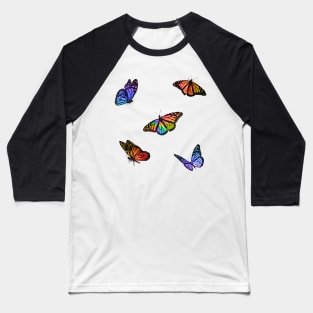 Rainbow Swirl Butterflies Sticker Pack Baseball T-Shirt